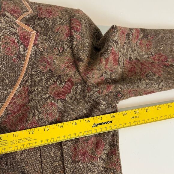 Conrad C Collection Y2K Cottagecore Floral Tapestry Blazer Velvet Ribbon Trim 10 - Picture 7 of 9